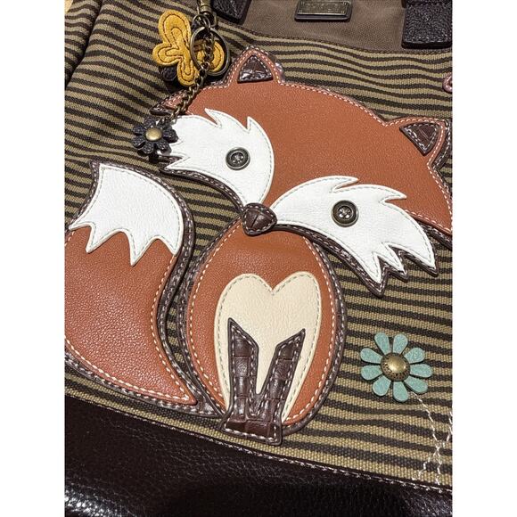 Chala Fox Tote Crossbody Bag – Appliqué Canvas & Faux Leather – Great Shape - Picture 2 of 10